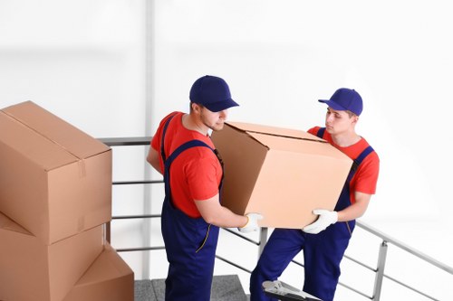 Man and van vehicle loading boxes for a small St Johns Wood move