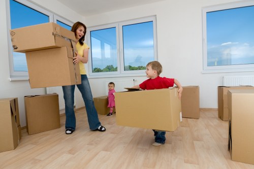Loading household items into a transport van