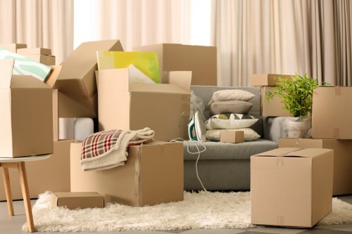 Packed boxes and household items ready for transport